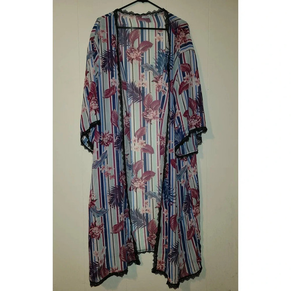 LulaRoe Kimono Cardigan Women's XL Floral Open Front 3/4 Sleeve Lace (LL) - Picture 1 of 6